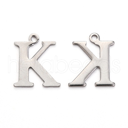 Tarnish Resistant 304 Stainless Steel Alphabet Charms STAS-H122-K-P-1