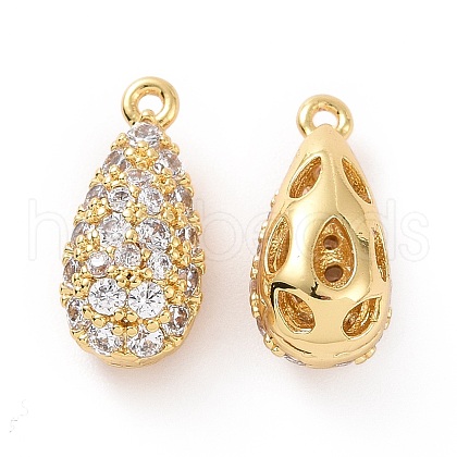 Brass Micro Pave Clear Cubic Zirconia Charms ZIRC-F133-03G-1