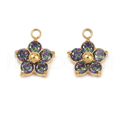 304 Stainless Steel Micro Pave Cubic Zirconia Charms STAS-B088-01G-03-1