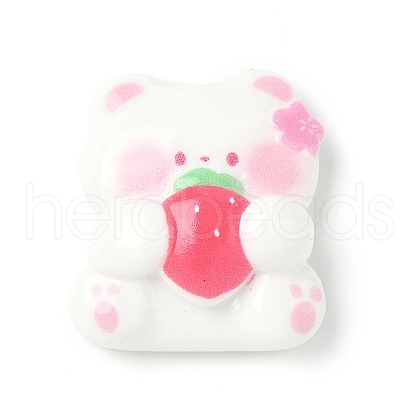 Strawberry Bear Theme Opaque Resin Cabochons CRES-D301-01A-1