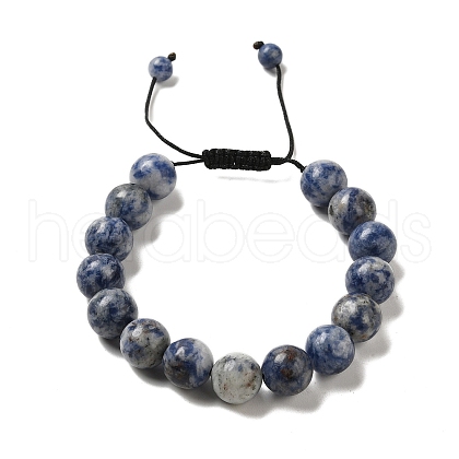 12.5mm Round Natural Blue Spot Jasper Braided Bead Bracelets for Women Men BJEW-C060-01N-1