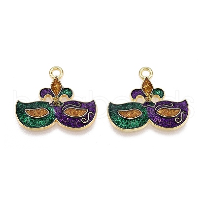 Carnival/Mardi Gras Theme Alloy Enamel & Glitter Powder Pendants ENAM-T020-53A-RS-1