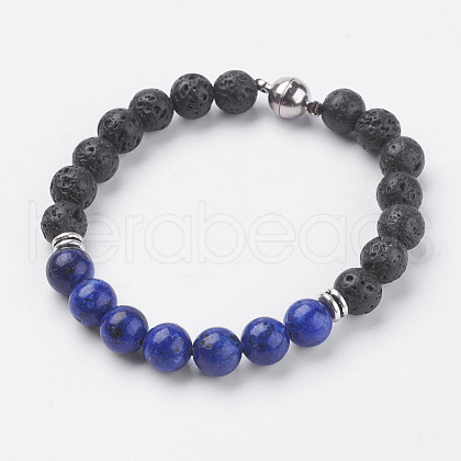 Natural Lava Rock Beads Bracelets BJEW-E326-13F-1