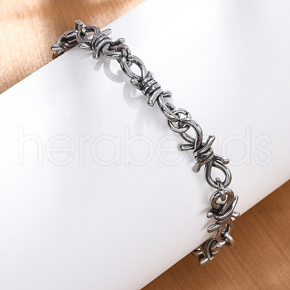 316 Surgical Stainless Steel Large Barbed Wire Link Chain Bracelets for Men Women BJEW-Q349-17AS-1