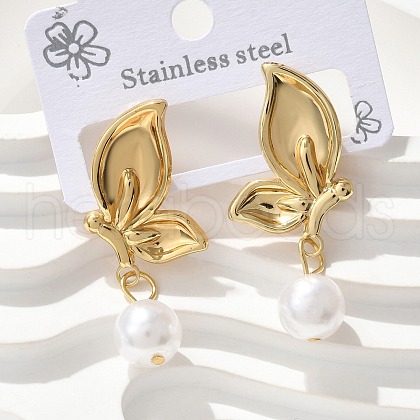 304 Stainless Steel Butterfly Wing Stud Earrings EJEW-S253-22G-1
