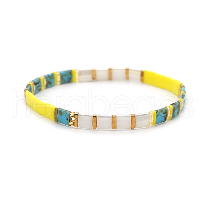 Rainbow Bohemian Style Glass Beads Stretch Bracelets RM1844-12-1