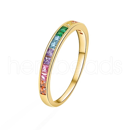 Rainbow Pride Flag Cubic Zirconia Finger Ring PW-WG15761-02-1
