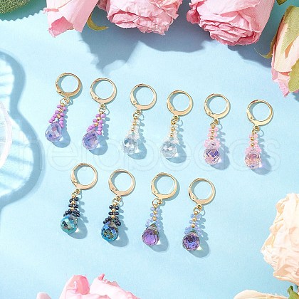 Glass Seed Beads Leverback Earrings EJEW-MZ00398-1