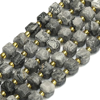 Natural Map Stone Beads Strands G-I376-D01-01-1