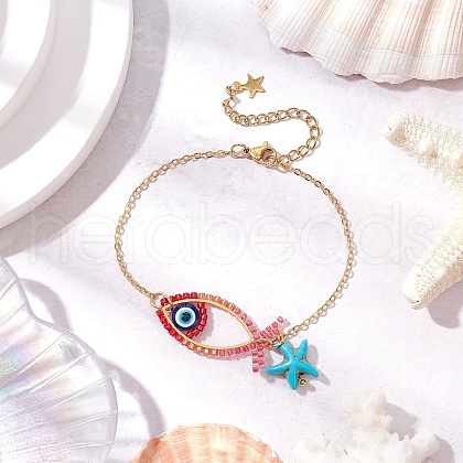 Glass Seed Beads Link Bracelets BJEW-MZ00152-02-1