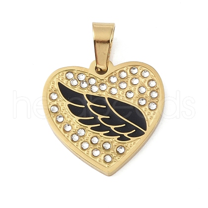 Ion Plating(IP) 304 Stainless Steel Enamel Rhinestone Pendants STAS-Q325-02G-G-1