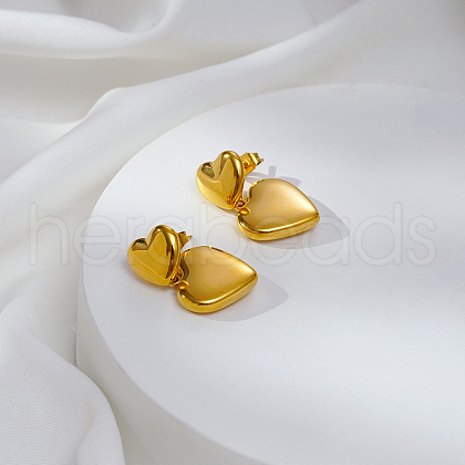 Stylish Stainless Steel Heart Dangle Stud Earrings BA0238-1