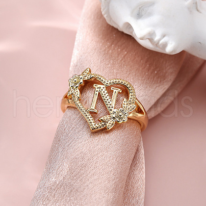 Heart with Flower Hollow Out Brass Finger Rings FS-WG99C3E-14-1