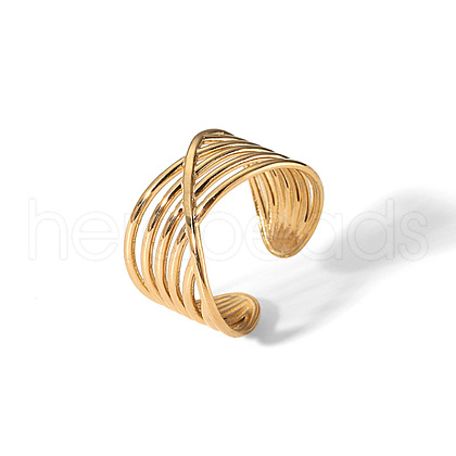 Stainless Steel Cross Hollow Web Cuff Ring Unique Design KZ3825-2-1