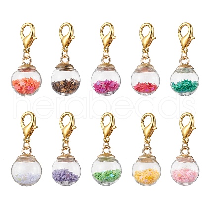 Glass Ball Pendant Decorations HJEW-JM01711-1