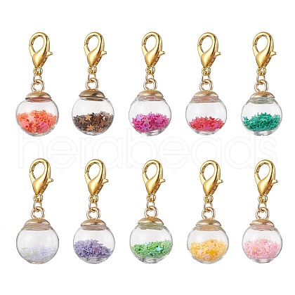 Glass Ball Pendant Decorations HJEW-JM01711-1