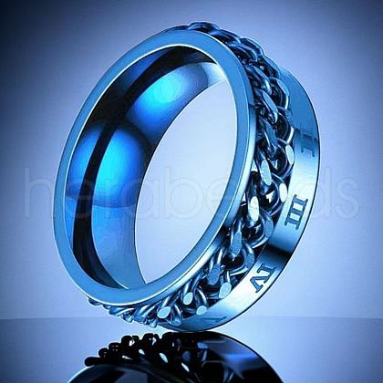 Roman Numerals Stainless Steel Curb Chain Finger Rings WG37698-11-1