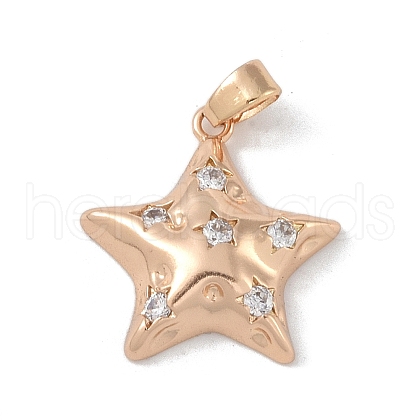 Brass Micro Pave Clear Cubic Zirconia Pendants KK-P273-02KCG-1
