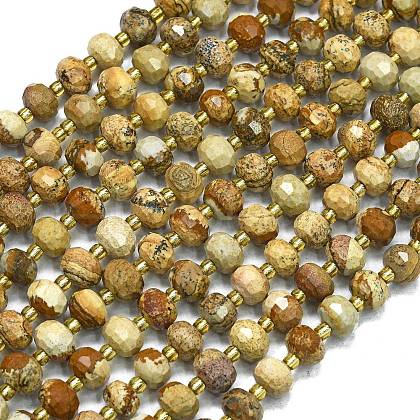 Natural Picture Jasper Beads Strands G-K389-E12-01-1