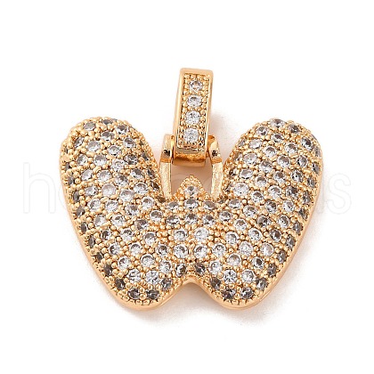 Brass Micro Pave Cubic Zirconia Pendants KK-C076-29W-G01-1