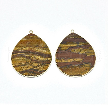 Natural Tiger Eye Pendants G-E526-01H-1