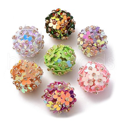 PVC Plastic Paillette Glass Seed Beaded Pendants FIND-G058-01-1