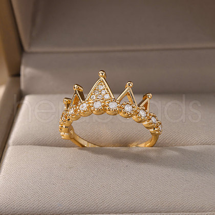 Adjustable Stainless Steel Rhinestone Cuff Rings for Women FS-WGD025C-01-1