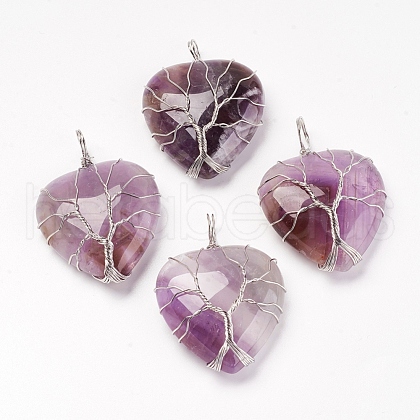 Natural Amethyst Pendants G-G713-F08-1