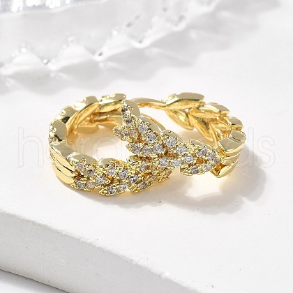 Brass Micro Pave Cubic Zirconia Huggie Hoop Earring EJEW-N011-03G-1