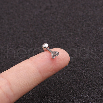 316L Surgical Stainless Steel Micro Pave Clear Cubic Zirconia Heart Cartilage Earrings WG9CD6D-42-1