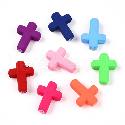 Spray Painted Acrylic Beads ACRP-N003-06-1