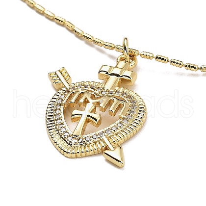 Golden Plated Brass Micro Pave Clear Cubic Zirconia Pendant Necklaces NJEW-L178-01G-04-1