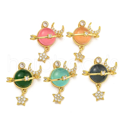 Brass Micro Pave Cubic Zirconia Pendants KK-U035-31G-1