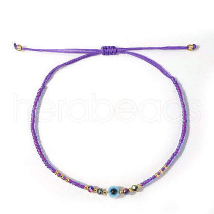 Bohemian Glass Seed Beaded Braided Bead Bracelets EZ3029-4-1