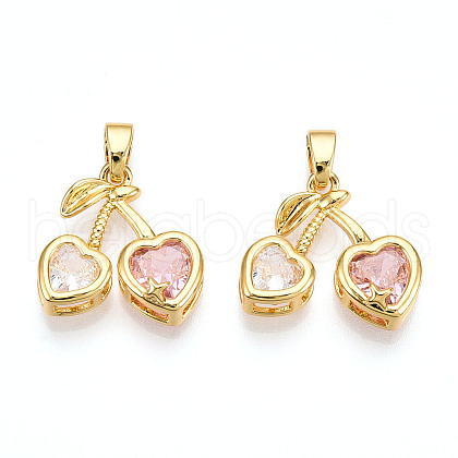 Brass Micro Pave Cubic Zirconia Charms KK-N254-227G-1