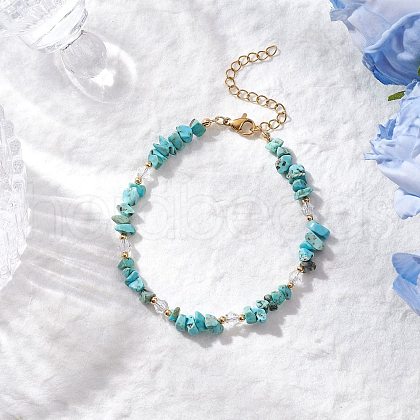 Natural Howlite Chip Beaded Bracelets for Women BJEW-JB11742-04-1