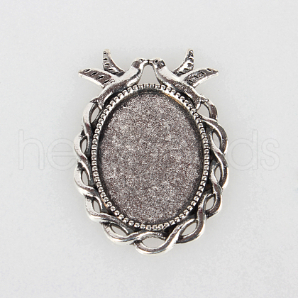 Tibetan Style Alloy Pendant Cabochon Settings TIBEP-N003-32AS-1