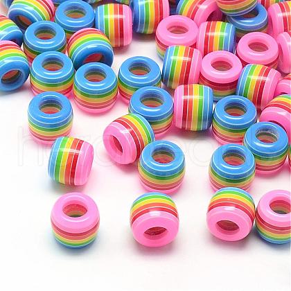 Opaque Stripe Resin European Beads RESI-S344-02-1
