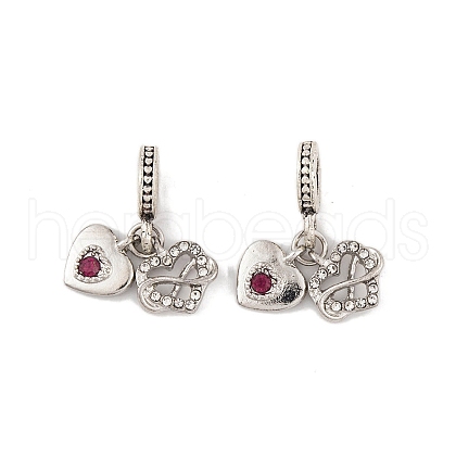 Rack Plating Alloy Crystal & Siam Rhinestone European Dangle Charms FIND-C055-20P-1