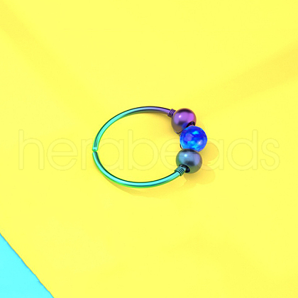 316L Surgical Stainless Steel & Round Synthetic Opal Hoop Cartilage Earrings WG5E20C-14-1