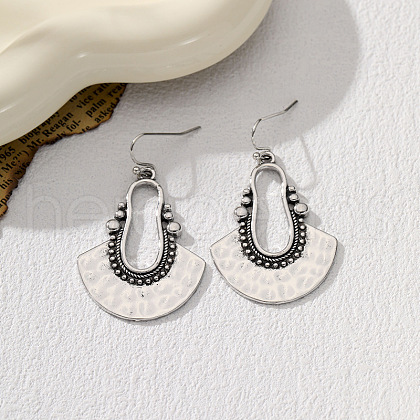 Bohemian Style Fan Alloy Imitation Leather Cord Dangle Earrings FS-WGA2883-01-1
