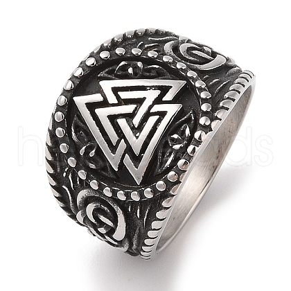 Viking 304 Stainless Steel Valknut Rings RJEW-U005-17A-AS-1