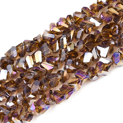 Electroplate Transparent Glass Beads Strands GLAA-N021-4mm-07-1