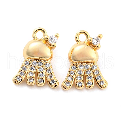 Brass Micro Pave Clear Cubic Zirconia Pendants KK-Z034-03G-1