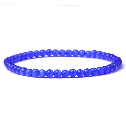 4mm Round Cat Eye Beads Bracelet for Men KG3069-22-1