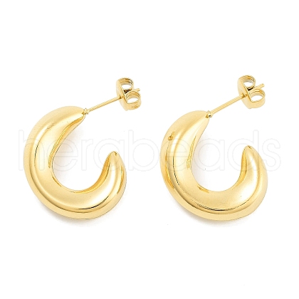 Ion Plating(IP) 304 Stainless Steel Half Hoop Stud Earrings for Women EJEW-C096-14G-1