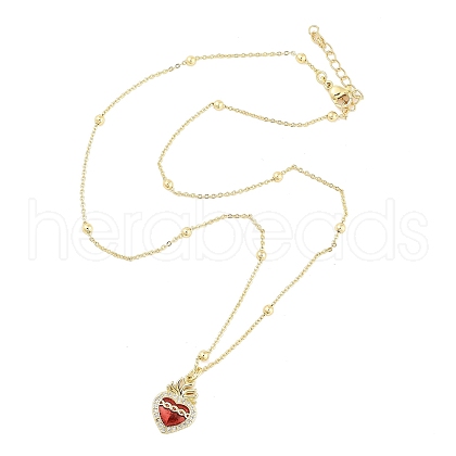 Brass Micro Pave Clear Cubic Zirconia Pendant Necklaces NJEW-Z035-04B-G-1