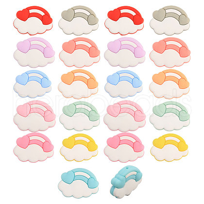 CHGCRAFT 22Pcs 11 Colors Cloud & Rainbow Food Grade Eco-Friendly Silicone Focal Beads SIL-CA0002-94-1