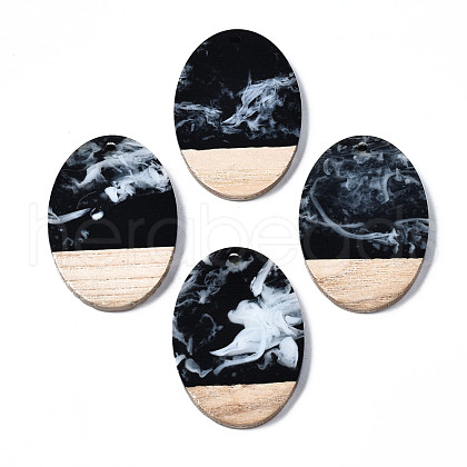 Opaque Resin & Walnut Wood Pendants RESI-T035-26-B02-1
