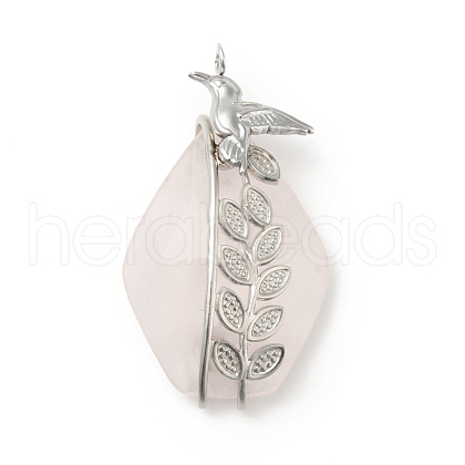 Natural Rose Quartz Pendants G-G870-08P-1